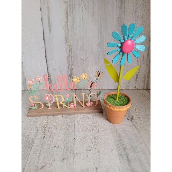 Hello spring sign flower home decor figure butterfly unique set - Picture 1 of 10